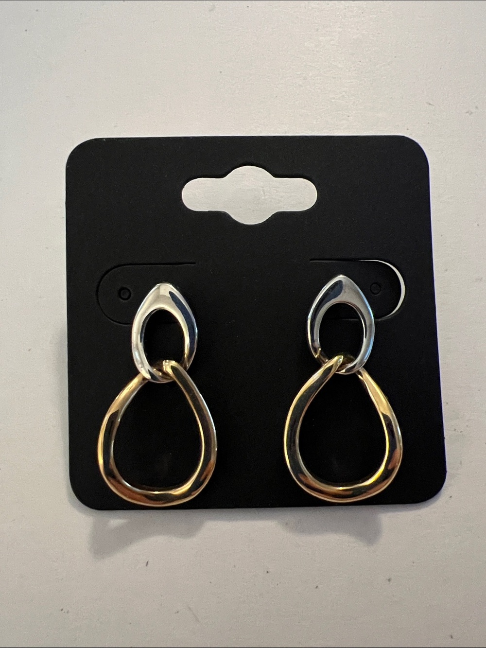Two-Tone Gold & Silver Drop Earrings - Elegant Loop Design